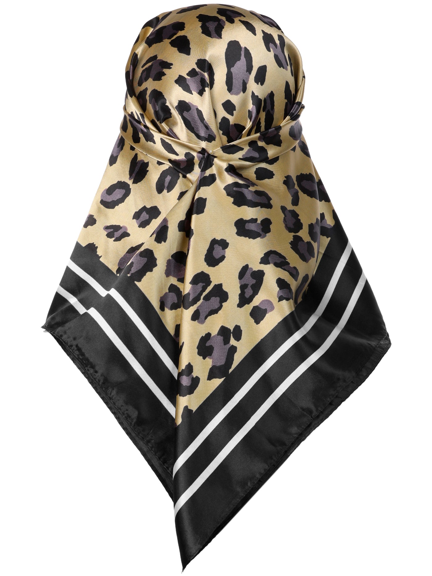 Bublédon Women's Satin Silk Feeling Scarf Leopard Printed Large Scarves Square 90x90cm