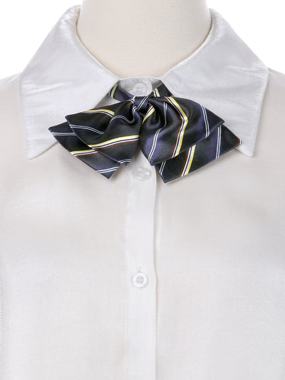 Cute Uniform Tie, Double Layers Pretied Bowknot, Striped Bow Ties for Women School Casual