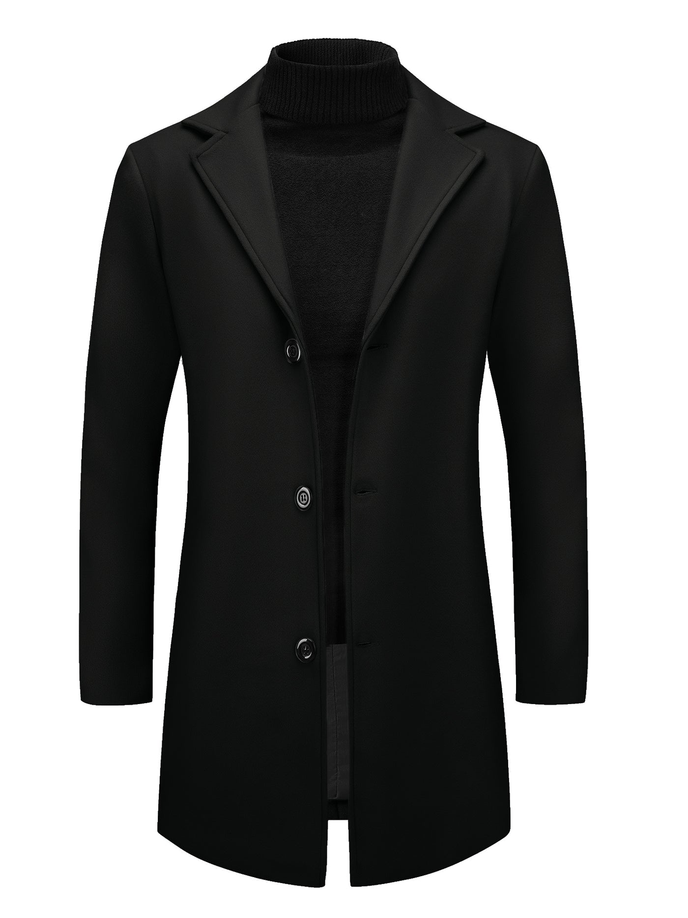 Bublédon Long Overcoat for Men's Notched Collar Single Breasted Winter Outwear Trench Coats