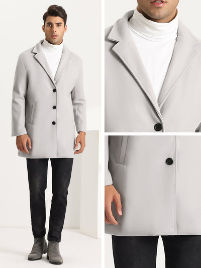 Classic Overcoat for Men's Notched Lapel Single Breasted Formal Long Coat