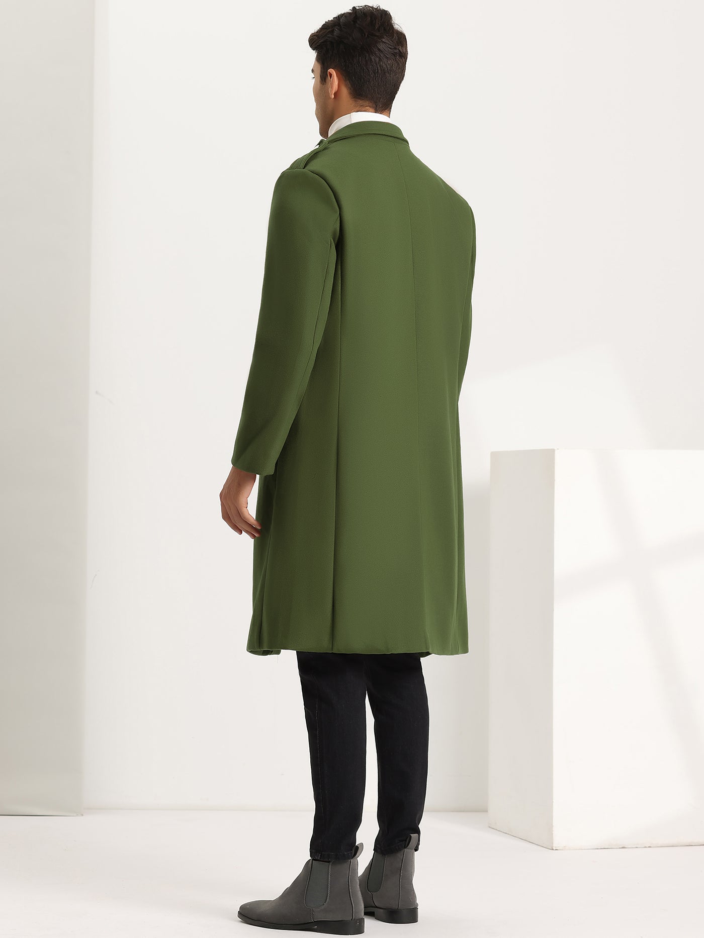 Bublédon Heavyweight Overcoat for Men's Notch Collar Single Breasted Winter Long Coat