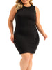 H Line Textured Round Neck Sleeveless Dress