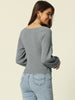 Slim Fit Collarless Bishop Sleeve Crop Top