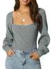 Slim Fit Collarless Bishop Sleeve Crop Top