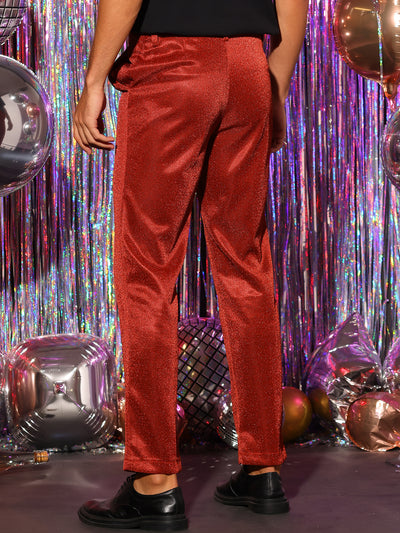 Metallic Pants for Men's Straight Leg Party Nightclub Glitter Dress Trouser