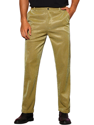 Metallic Pants for Men's Straight Leg Party Nightclub Glitter Dress Trouser