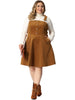 Plus Size Corduroy Pinafore Adjustable Strap Overall Dress Suspender Skirt