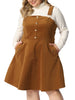 Plus Size Corduroy Pinafore Adjustable Strap Overall Dress Suspender Skirt