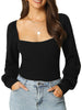 Slim Fit Collarless Bishop Sleeve Crop Top