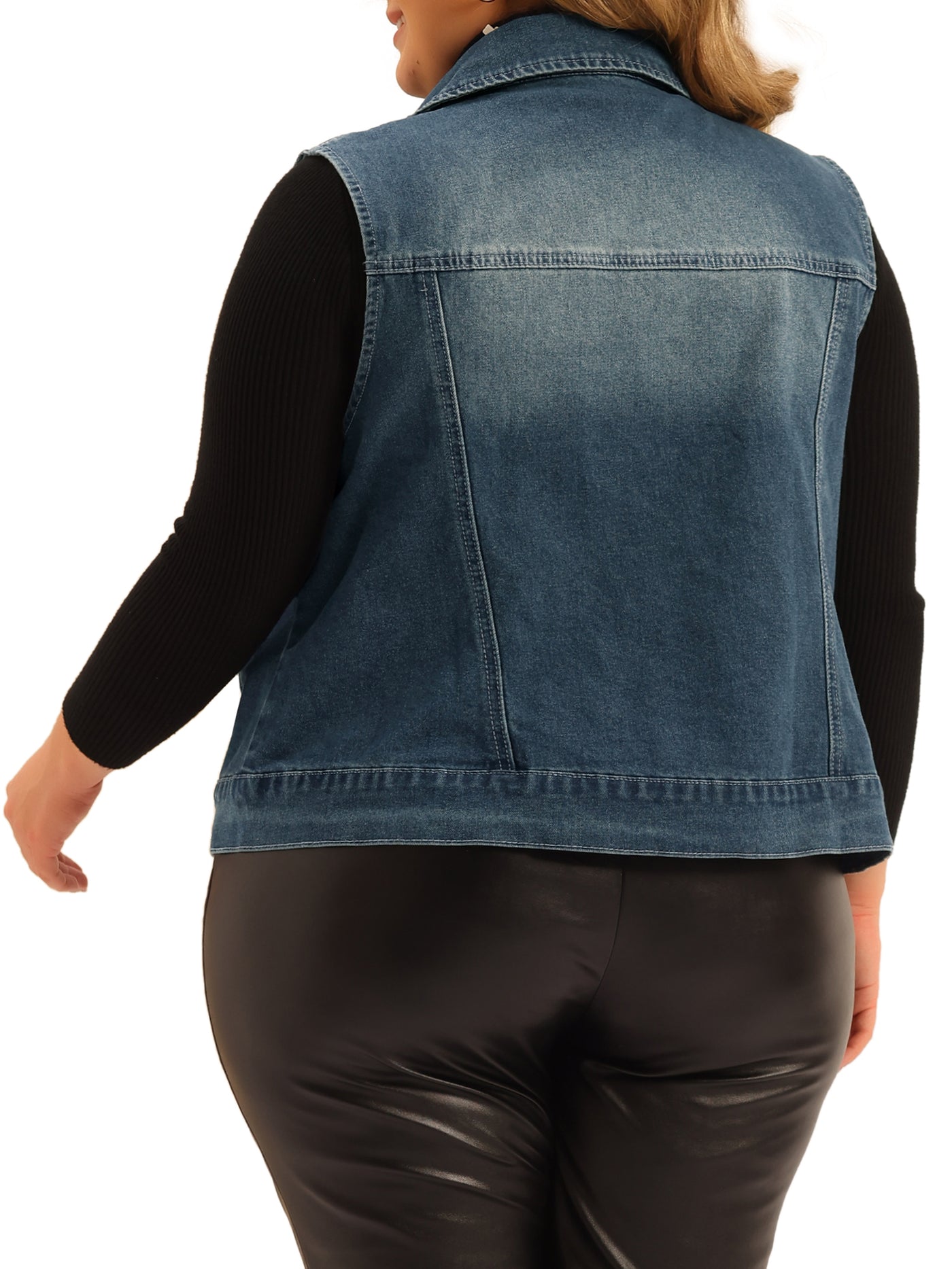 Bublédon Denim Jackets for Women 2023 Plus Size Zip Up Washed Sleeveless Motorcycle Jacket Jean Vest