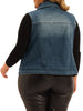 Denim Jackets for Women 2023 Plus Size Zip Up Washed Sleeveless Motorcycle Jacket Jean Vest