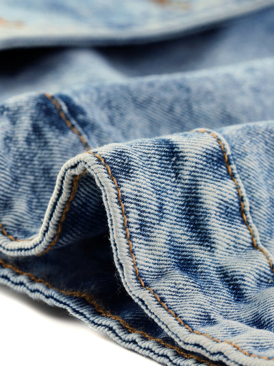 Denim Jackets for Women 2023 Plus Size Retro Notched Lapel Long Sleeve Washed Crop Jean Jacket
