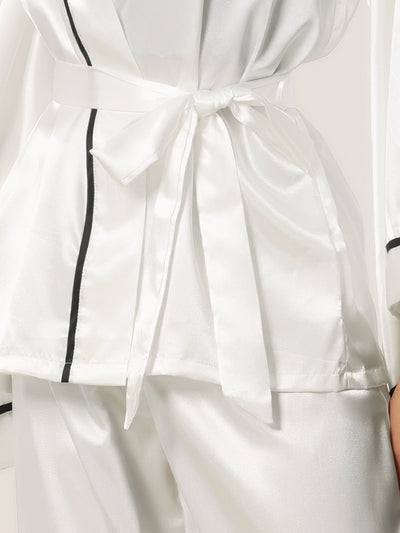 Womens Satin Silk Bridesmaid Wedding Bridal Party Bell Sleeve Sleepwear Pajama Sets