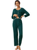 Womens Sleepwear Pajamas Long Sleeve Pullover Tops with Pants Lounge Sets