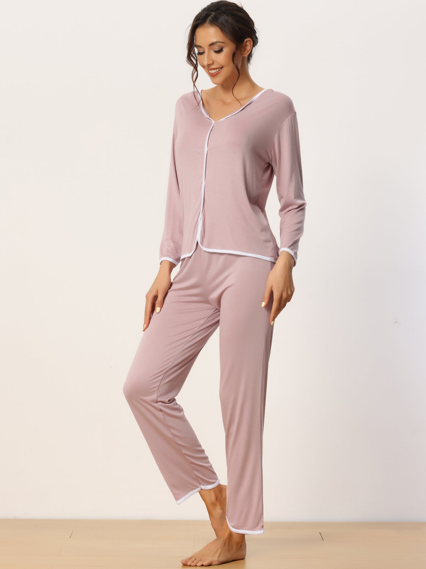 Bublédon Womens Sleepwear Pajamas Long Sleeve Pullover Tops with Pants Lounge Sets