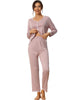 Womens Sleepwear Pajamas Long Sleeve Pullover Tops with Pants Lounge Sets