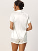 Women Satin Pajama Set Button Short Sleeve Shirt and Shorts Loungwear Sleepwear