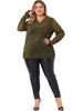 Sequin Relax Fit V Neck Sheer Sleeve Top