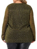 Sequin Relax Fit V Neck Sheer Sleeve Top