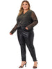 Sequin Relax Fit V Neck Sheer Sleeve Top