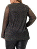 Sequin Relax Fit V Neck Sheer Sleeve Top