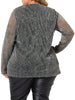 Sequin Relax Fit V Neck Sheer Sleeve Top