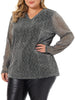 Sequin Relax Fit V Neck Sheer Sleeve Top