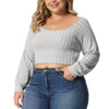Brushed Regular Fit Off The Shoulder Crop Top