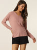 Casual V Neck Ribbed Pullover Long Sleeve Tops
