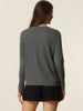 Casual V Neck Ribbed Pullover Long Sleeve Tops