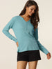 Casual V Neck Ribbed Pullover Long Sleeve Tops