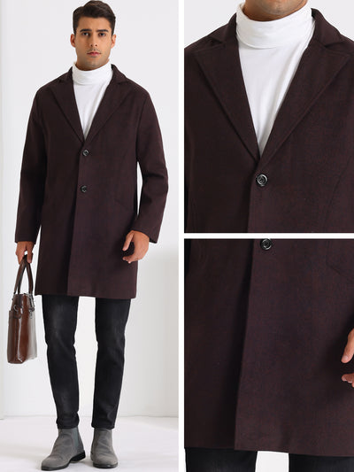 Trench Coat for Men's Slim Fit Single Breasted Business Winter Overcoat