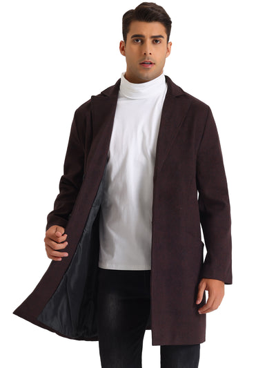 Trench Coat for Men's Slim Fit Single Breasted Business Winter Overcoat