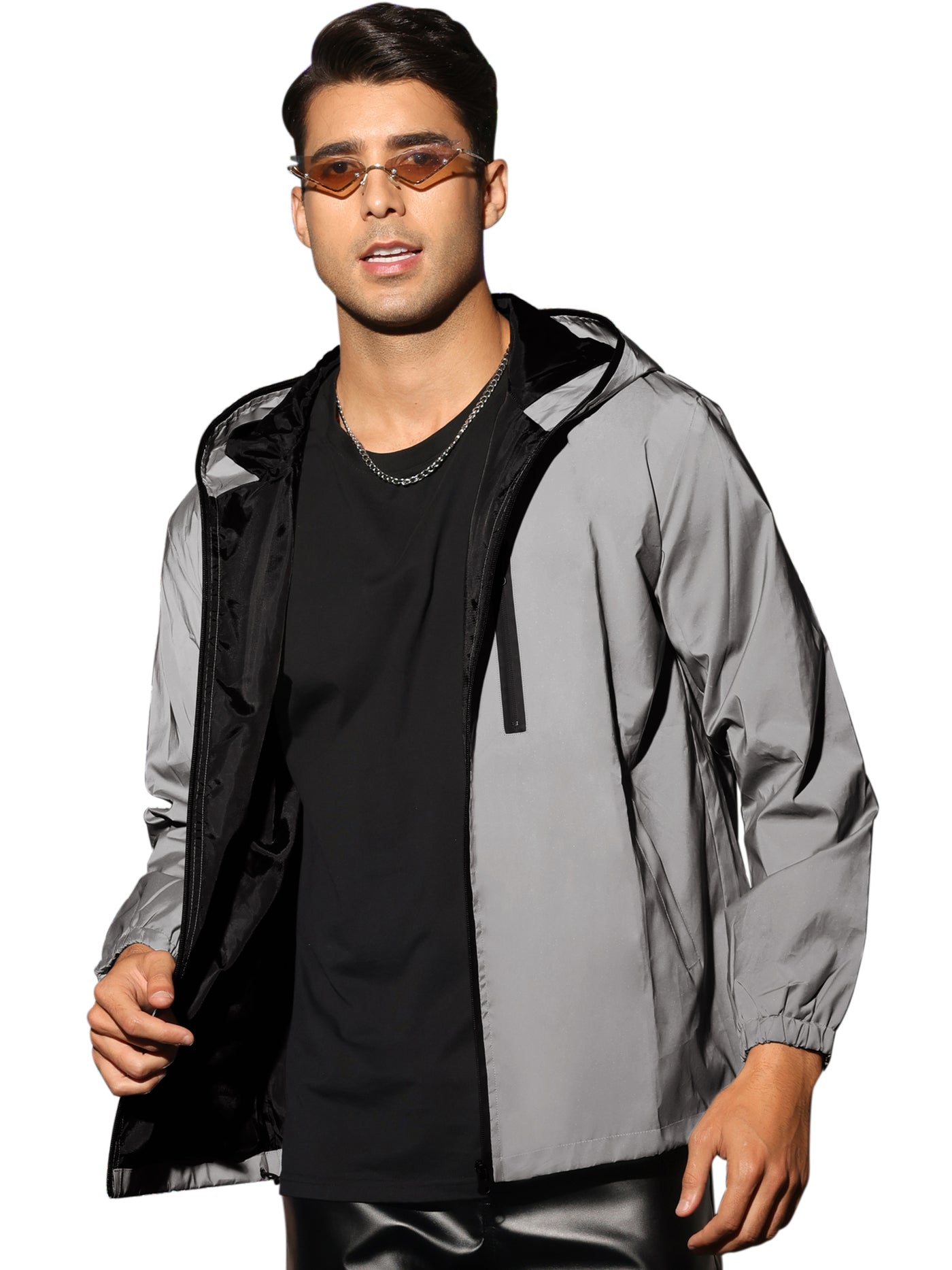 Bublédon Men's Lightweight Hip Hop Hooded Windbreaker Jacket