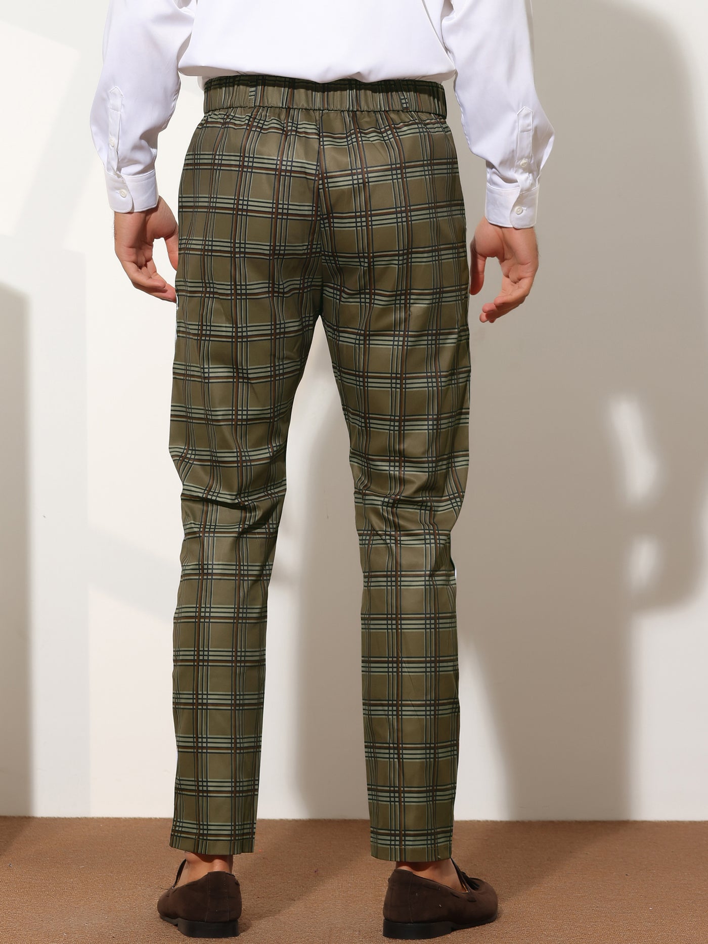 Bublédon Printed Dress Pants for Men's Slim Fit Flat Front Pattern Formal Trousers