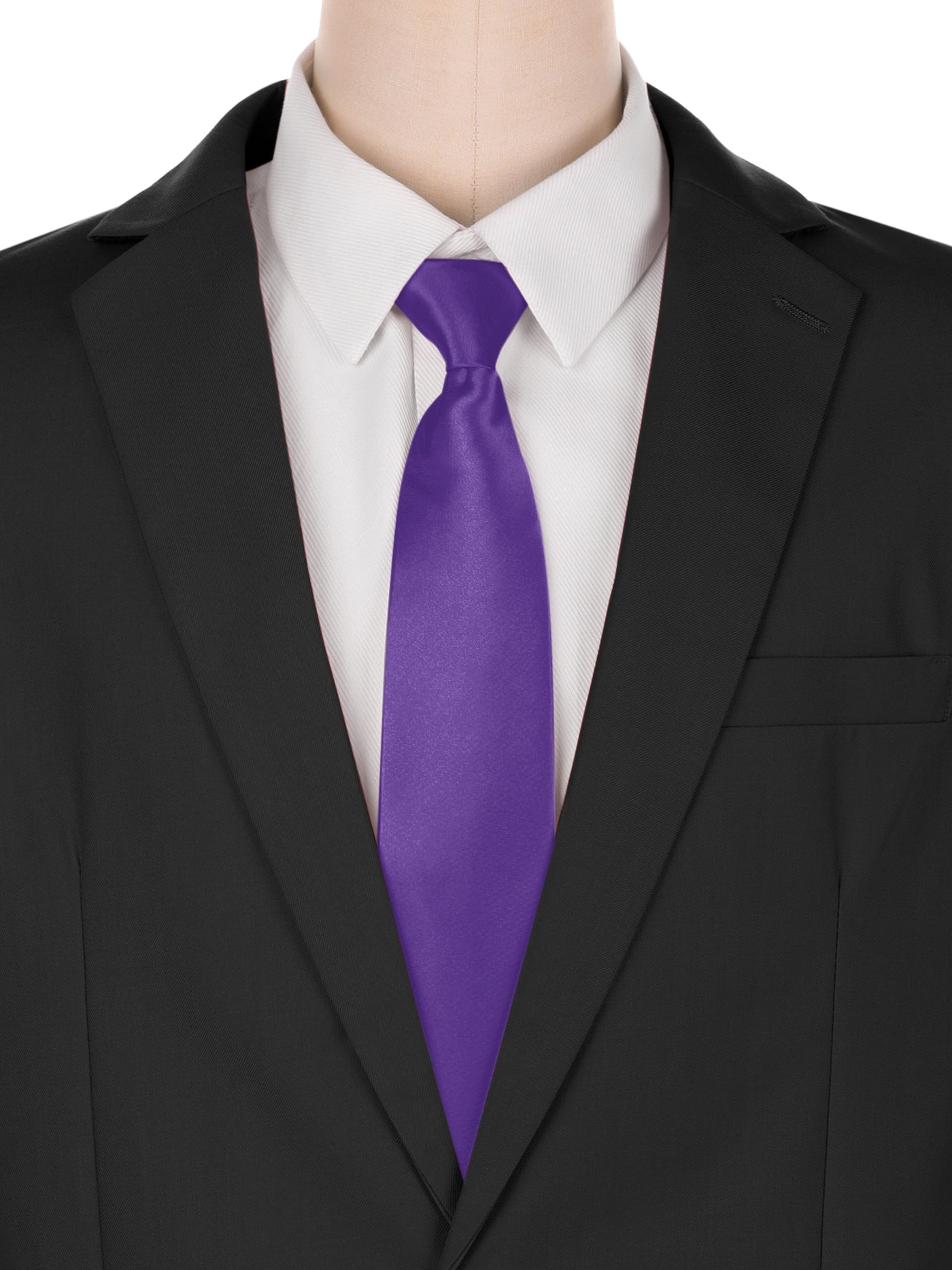 Bublédon Solid Color Tie, Satin Shine Pretied Knot, Zipper Ties for Men Formal Casual