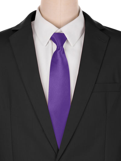 Solid Color Tie, Satin Shine Pretied Knot, Zipper Ties for Men Formal Casual