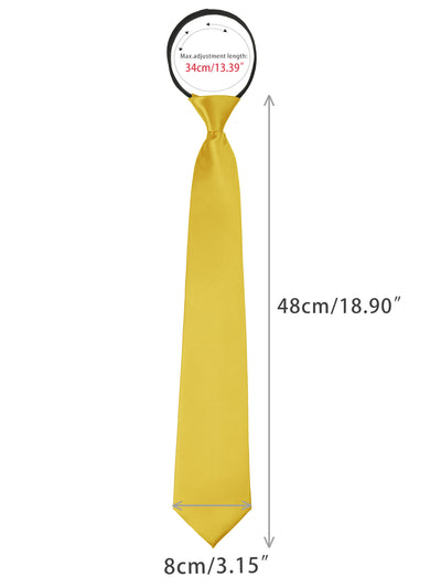 Solid Color Tie, Satin Shine Pretied Knot, Zipper Ties for Men Formal Casual