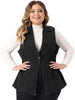 Plus Size Jacket Sleeveless Waistline Notched Lapel Button Denim Vests