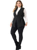Plus Size Jacket Sleeveless Waistline Notched Lapel Button Denim Vests