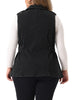 Plus Size Jacket Sleeveless Waistline Notched Lapel Button Denim Vests