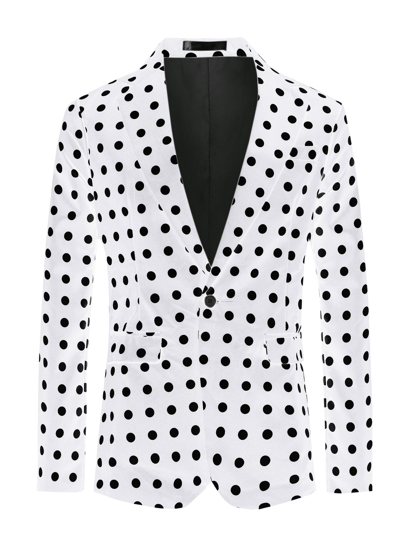 Bublédon Polka Dots Blazers for Men's Classic Slim Fit One Button Business Sport Coats