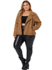 Plus Size for Women Jacket Faux Suede Bomber Moto Biker Zip-Up Coat Jackets 2023