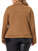 Plus Size for Women Jacket Faux Suede Bomber Moto Biker Zip-Up Coat Jackets 2023