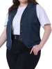 Plus Size Denim Vest for Women Sleeveless Lapel Casual Lightweight Buttons Jackets