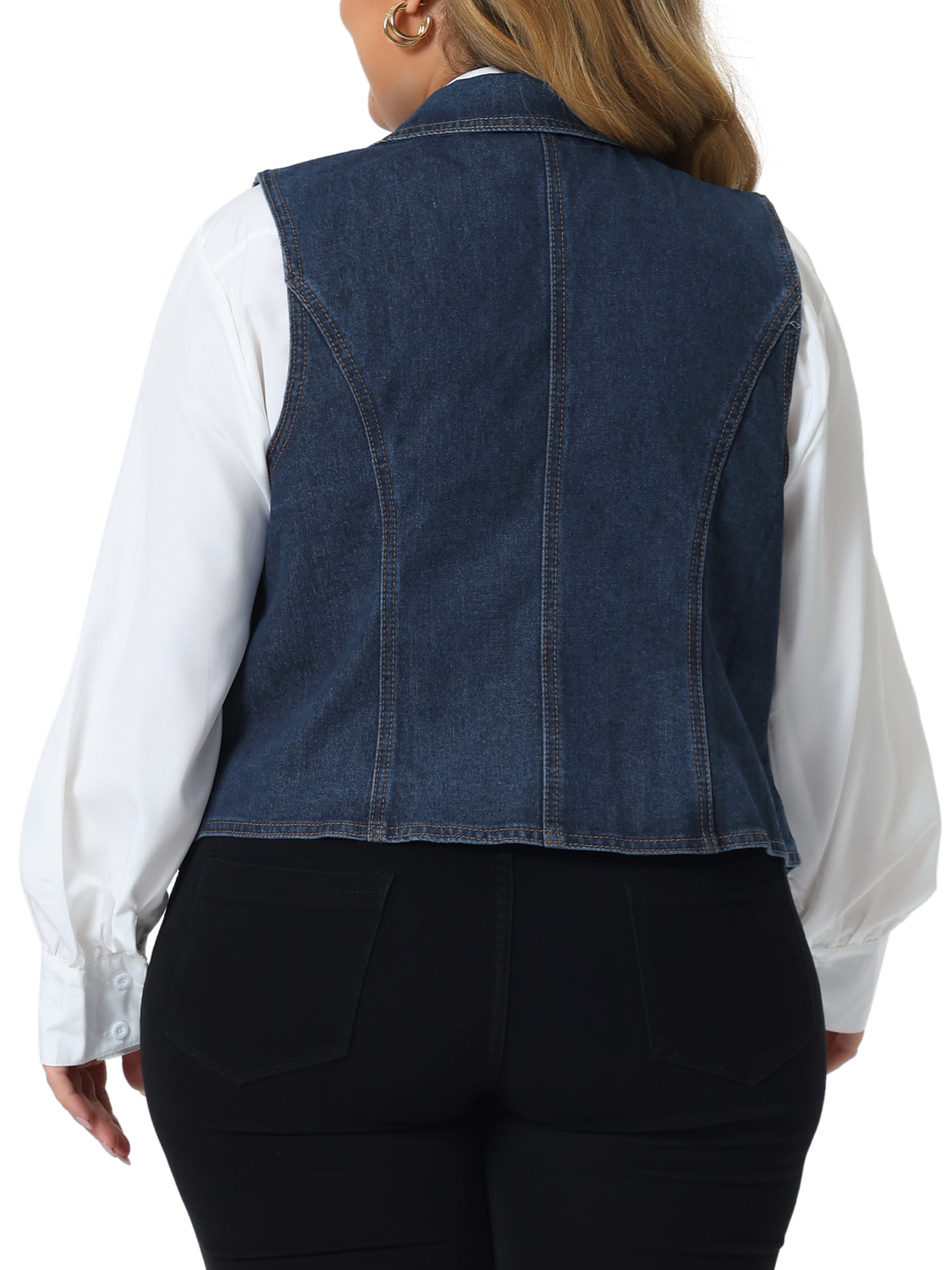 Bublédon Plus Size Denim Vest for Women Sleeveless Lapel Casual Lightweight Buttons Jackets