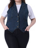 Plus Size Denim Vest for Women Sleeveless Lapel Casual Lightweight Buttons Jackets