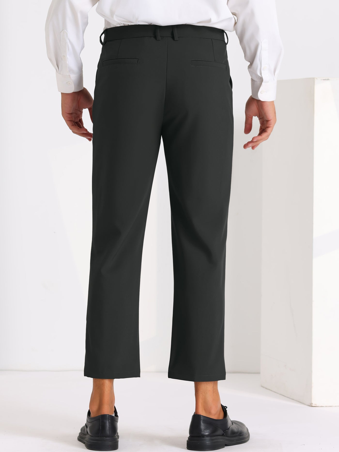 Bublédon Men's Two Buttons Pleated Front Tapered Work Office Dress Pants
