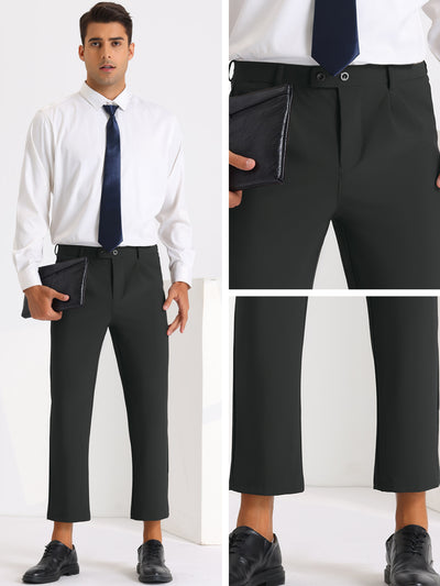 Men's Two Buttons Pleated Front Tapered Work Office Dress Pants
