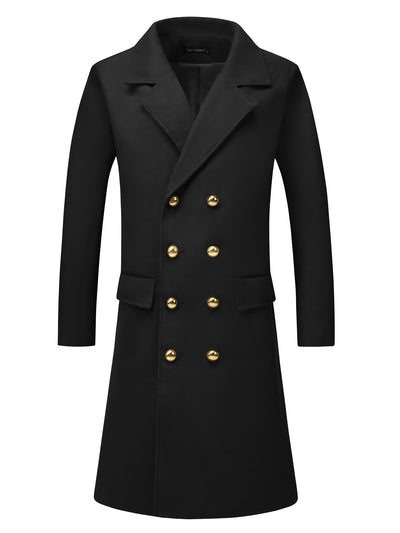 Overcoat for Men's Winter Double Breasted Slim Fit Business Trench Coats